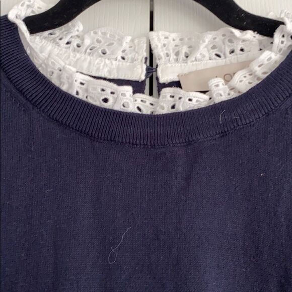 Loft Navy Blue & White Lace Ruffle Sweater Vest - Picture 4 of 7